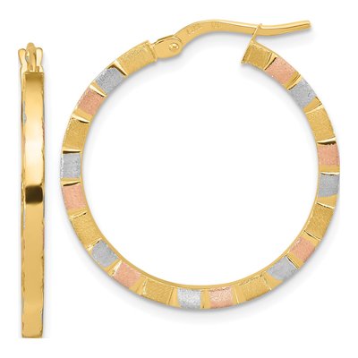 14K Yellow Gold Tube Hoop Earrings