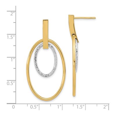 14K Two-Tone Gold Oval Dangle Earrings – view 4