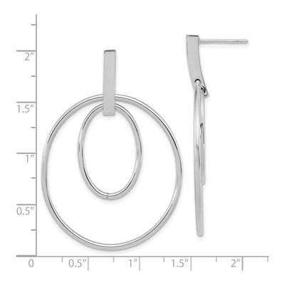14K White Gold Oval Dangle Earrings – view 4