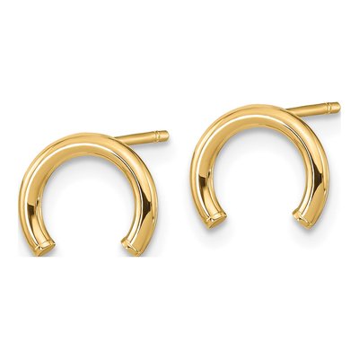 14K Yellow Gold U-Shape Button Stud Earrings – view 2