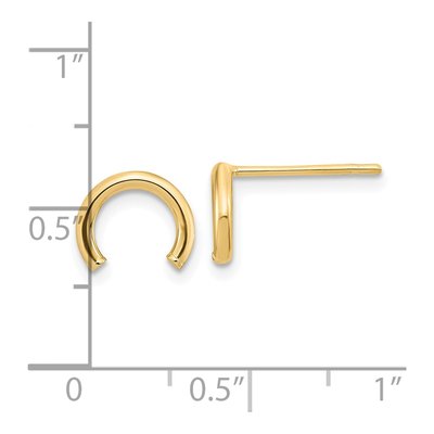 14K Yellow Gold U-Shape Button Stud Earrings – view 4