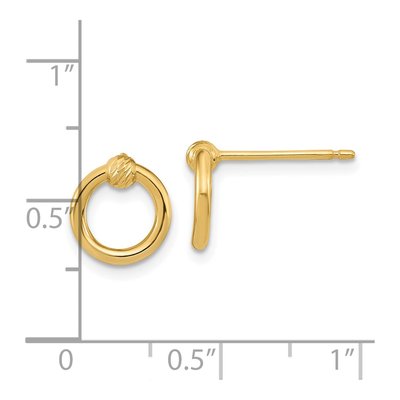 14K Yellow Gold Diamond-Cut Circle Stud Earrings – view 4