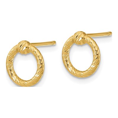 14K Yellow Gold Twisted Circle Stud Earrings – view 2