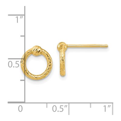 14K Yellow Gold Twisted Circle Stud Earrings – view 4