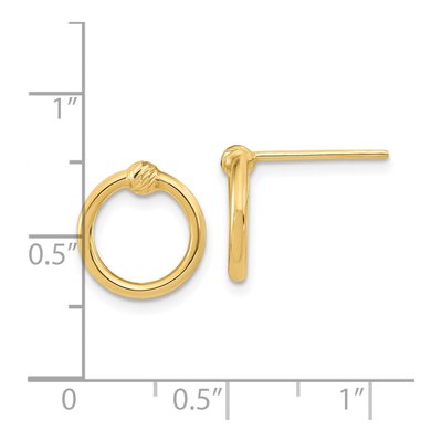14K Yellow Gold Diamond-Cut Circle Stud Earrings – view 4