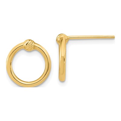 14K Yellow Gold Diamond-Cut Circle Stud Earrings
