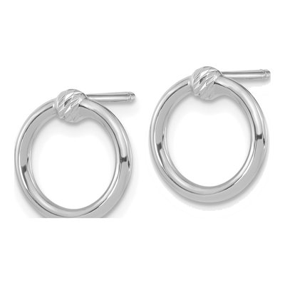 14K White Gold Diamond-Cut Circle Stud Earrings – view 2