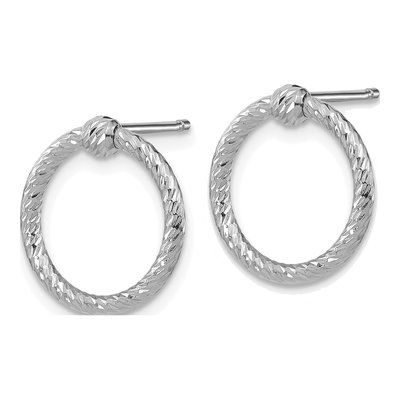 14K White Gold Twisted Circle Stud Earrings – view 2