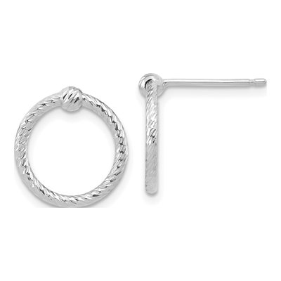 14K White Gold Twisted Circle Stud Earrings