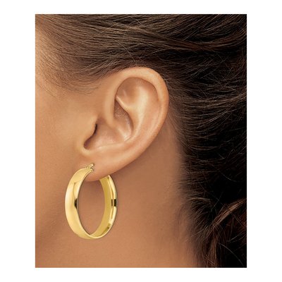 14K Yellow Gold 33mm Tube Hoop Earrings – view 4