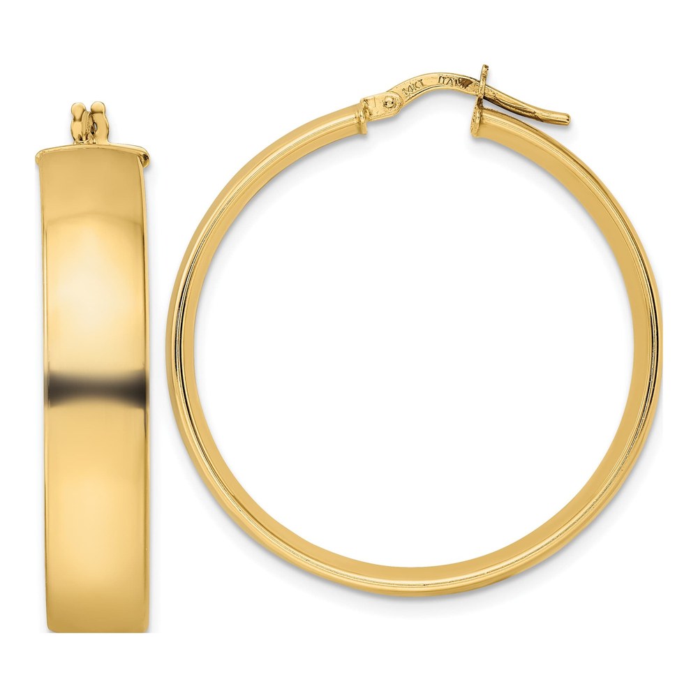 14K Yellow Gold 33mm Tube Hoop Earrings