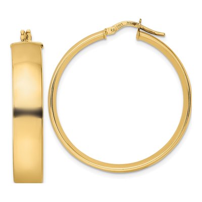 14K Yellow Gold 33mm Tube Hoop Earrings