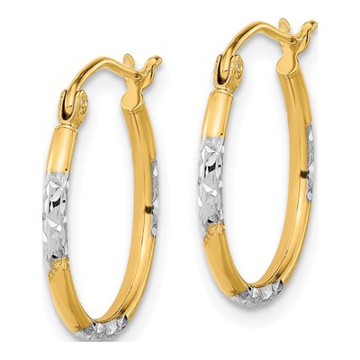 14K Yellow Gold 16mm Diamond-Cut Tube Hoop Earrings – view 2