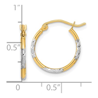14K Yellow Gold 16mm Diamond-Cut Tube Hoop Earrings – view 4