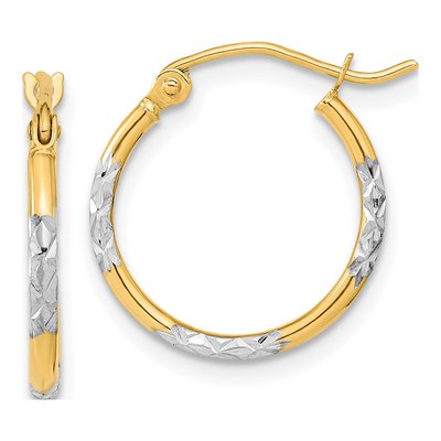 14K Yellow Gold 16mm Diamond-Cut Tube Hoop Earrings