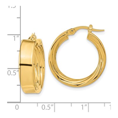14K Yellow Gold 22mm Textured Tube Hoop Earrings – view 4