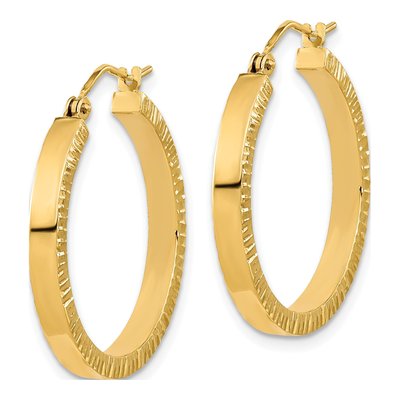 14K Yellow Gold Tube Hoop Earrings – view 2