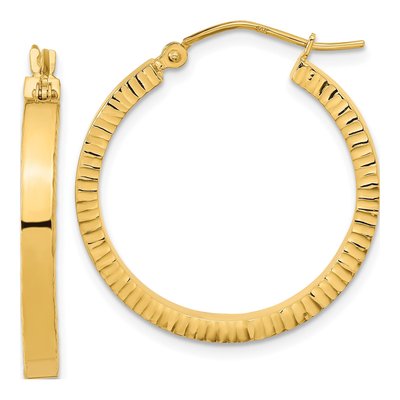 14K Yellow Gold Tube Hoop Earrings