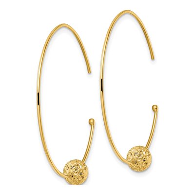 14K Yellow Gold 35mm Diamond-Cut Wire Threader Earrings – view 3