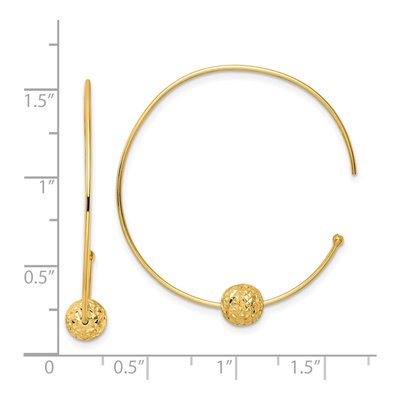 14K Yellow Gold 35mm Diamond-Cut Wire Threader Earrings – view 4