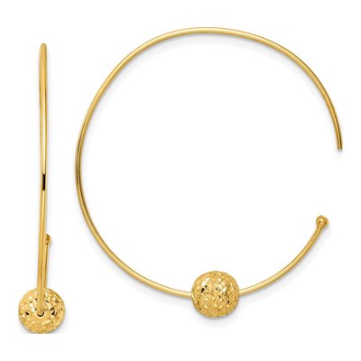 14K Yellow Gold 35mm Diamond-Cut Wire Threader Earrings