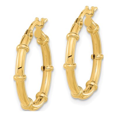 14K Yellow Gold Polished Hoop Earrings, Italy – view 2