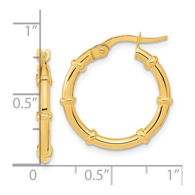 14K Yellow Gold Polished Hoop Earrings, Italy – view 3