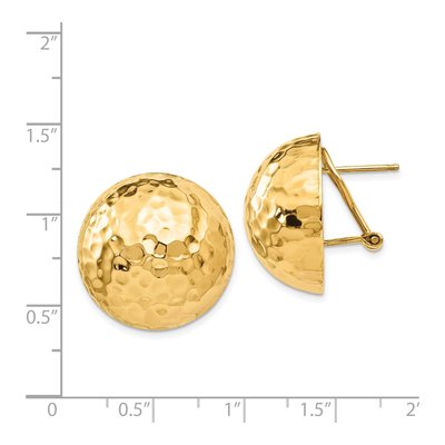 14K Yellow Gold Hammered Half Ball Omega Back Stud Earrings – view 5
