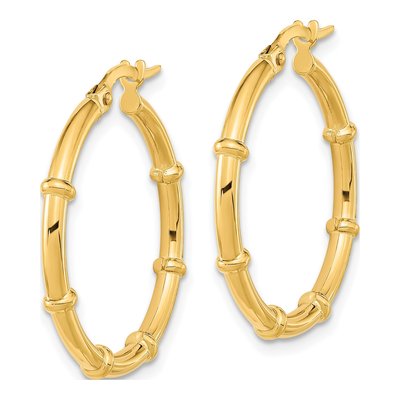 14K Yellow Gold Polished Hoop Earrings, Italy – view 2