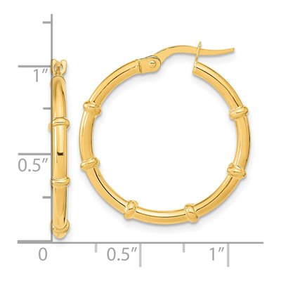 14K Yellow Gold Polished Hoop Earrings, Italy – view 3