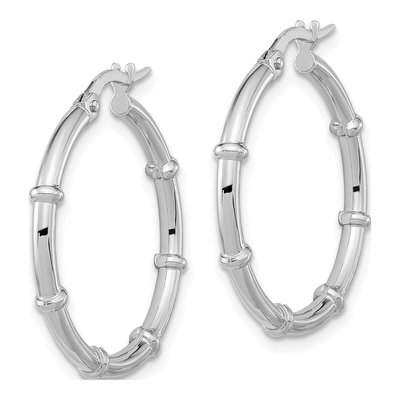14K White Gold 25mm Fancy Hoop Earrings – view 2