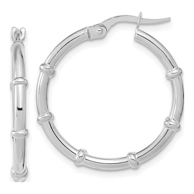 14K White Gold 25mm Fancy Hoop Earrings