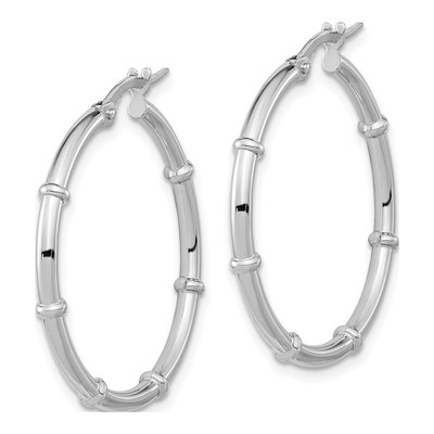 14K White Gold 29mm Fancy Hoop Earrings – view 2