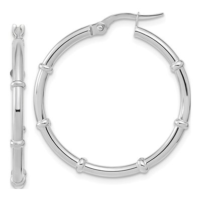 14K White Gold 29mm Fancy Hoop Earrings
