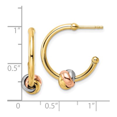 14K Two-Tone Gold 20mm Knot J- Hoop Earrings – view 4