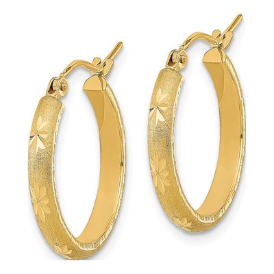 14K Yellow Gold 20mm Diamond-Cut Hoop Earrings – view 2