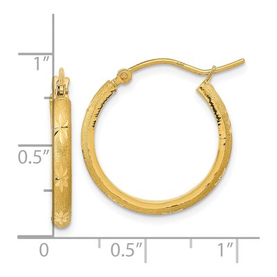 14K Yellow Gold 20mm Diamond-Cut Hoop Earrings – view 3