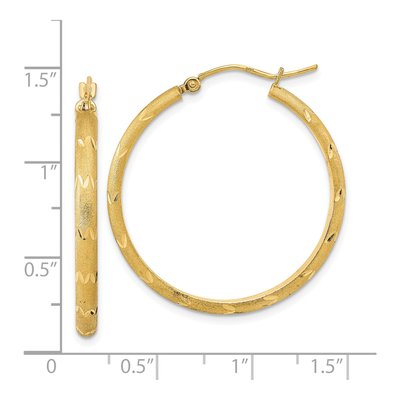 14K Yellow Gold 32mm Diamond-Cut Hoop Earrings – view 3