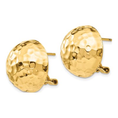14K Yellow Gold Hammered Half Ball Stud Earrings – view 3