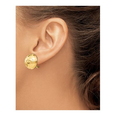 14K Yellow Gold Hammered Half Ball Stud Earrings – view 4