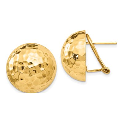 14K Yellow Gold Hammered Half Ball Stud Earrings