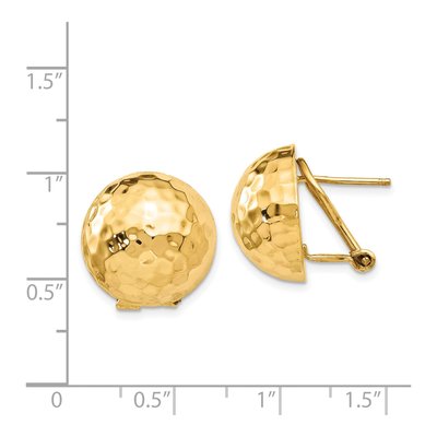 14K Yellow Gold Hammered Half Ball Omega Stud Earrings – view 5