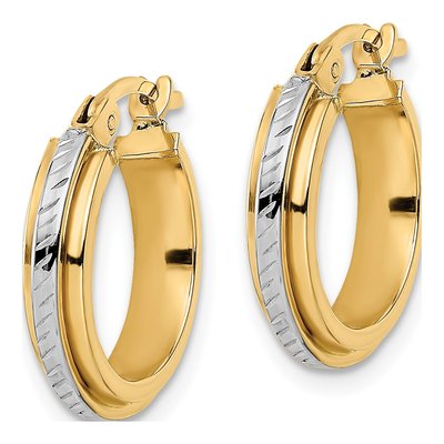 14K Yellow Gold 17mm Diamond-Cut Hoop Earrings – view 3