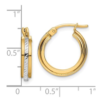 14K Yellow Gold 17mm Diamond-Cut Hoop Earrings – view 4