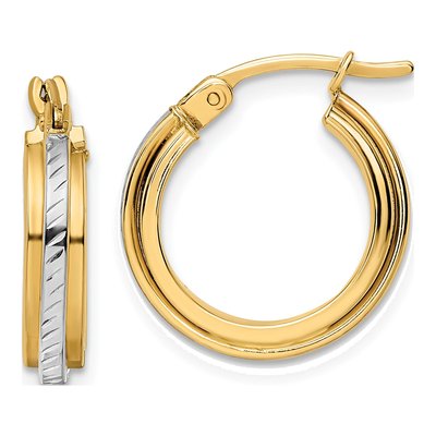 14K Yellow Gold 17mm Diamond-Cut Hoop Earrings