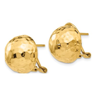 14K Yellow Gold Hammered Half Ball Stud Earrings – view 3