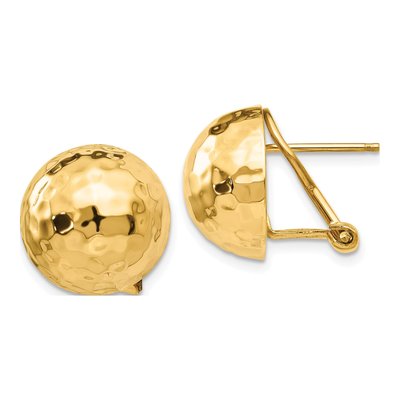 14K Yellow Gold Hammered Half Ball Stud Earrings