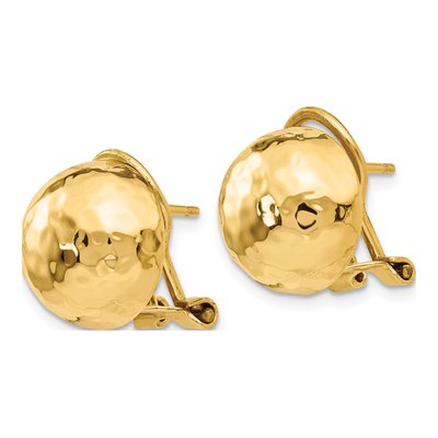 14K Yellow Gold Hammered Half Ball Stud Earrings – view 3