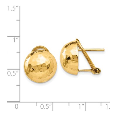 14K Yellow Gold Hammered Half Ball Stud Earrings – view 5