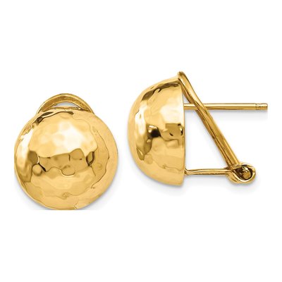 14K Yellow Gold Hammered Half Ball Stud Earrings
